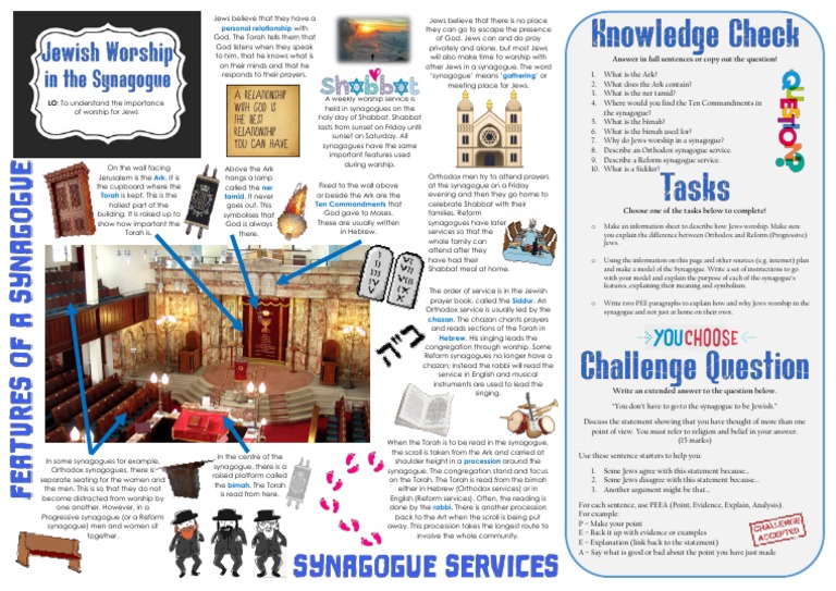 Jewish Worship in The Synagogue Task Mat | Download Free PDF ...