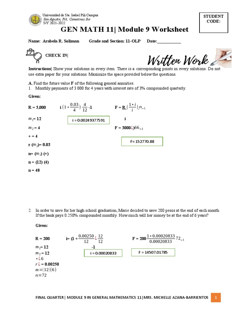 Gen Math Mod 9 | PDF | Economies | Personal Finance
