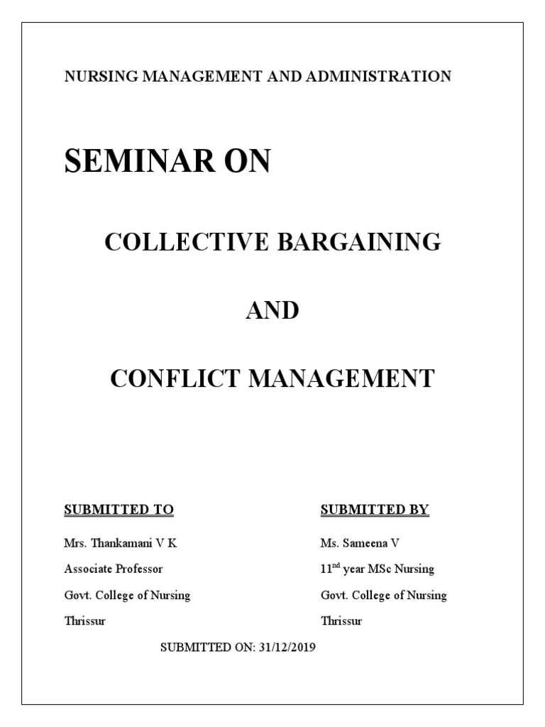 Collective Bargainig Pdf Collective Bargaining Conflict Process