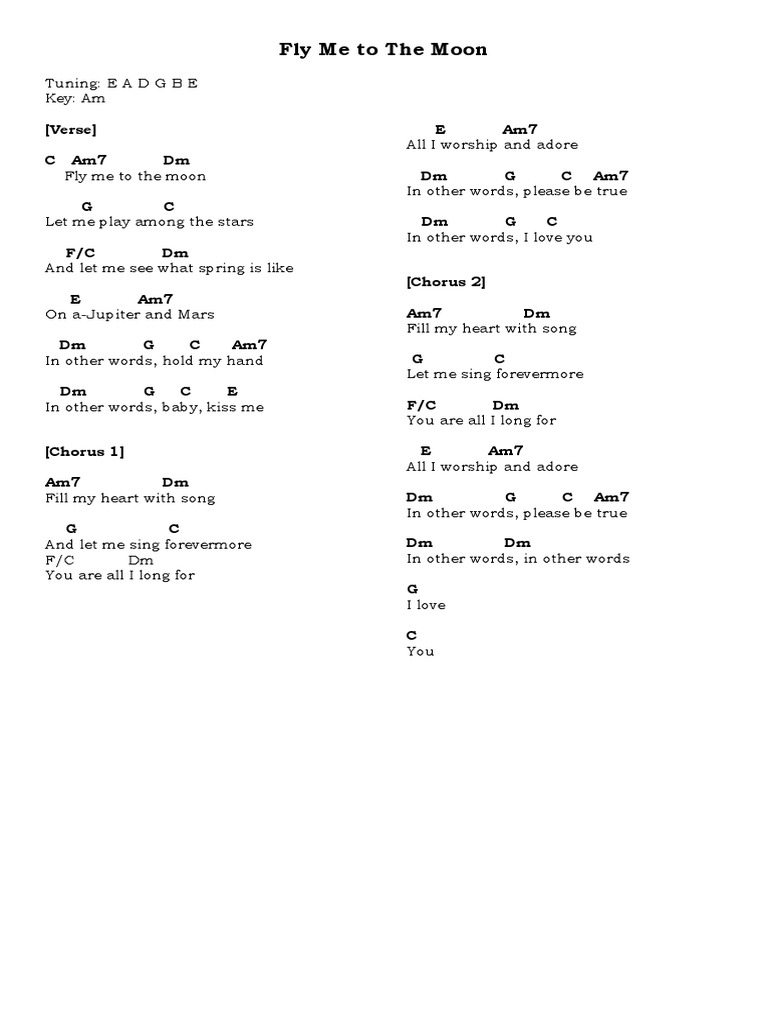 Fly Me To The Moon Chords by Frank Sinatra PDF