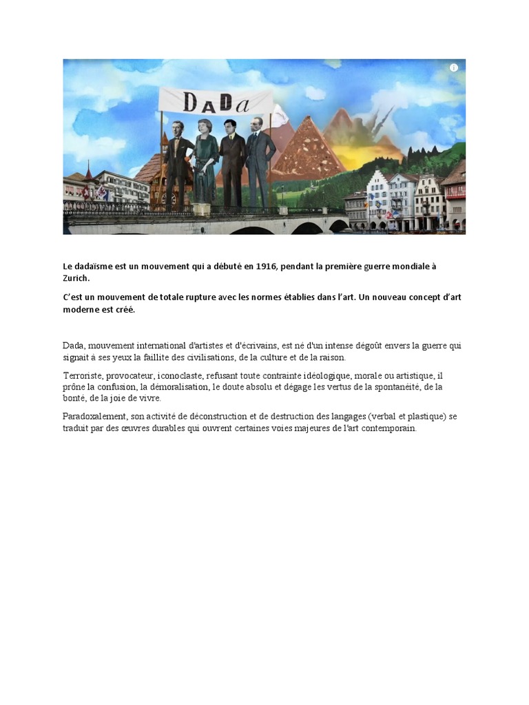 Le Dadaïsme, Mouvement Artistique | PDF | Esthétique | Arts