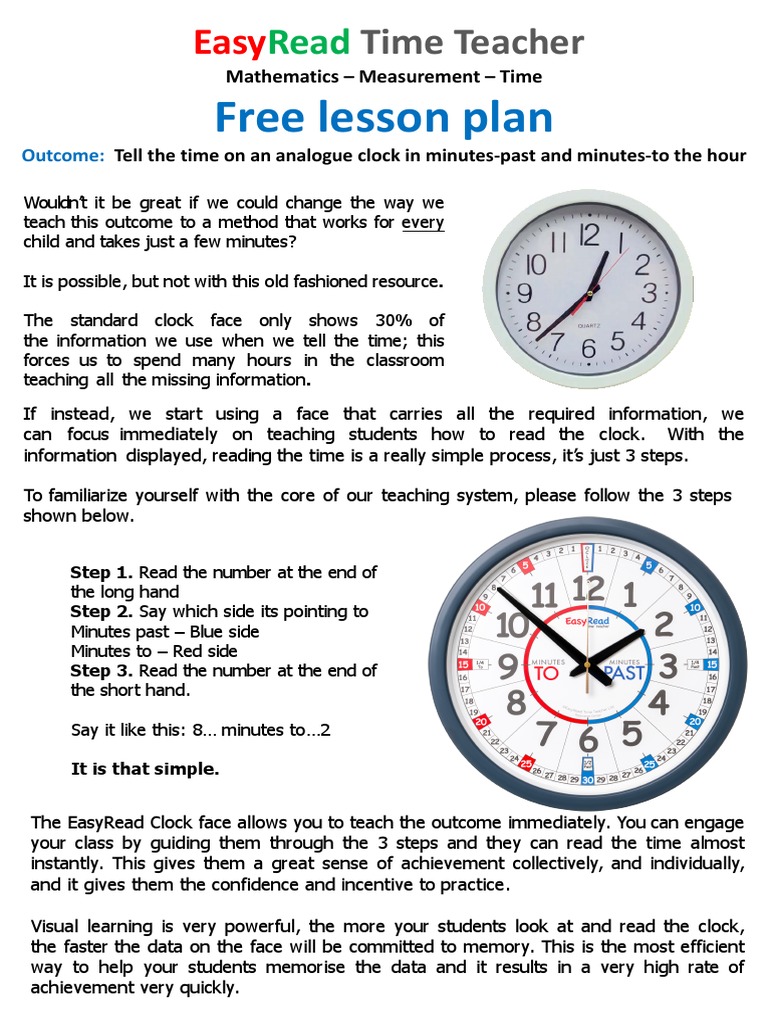 Downloadable Lesson Plan How To Tell Analogue Time | PDF | Lesson Plan ...
