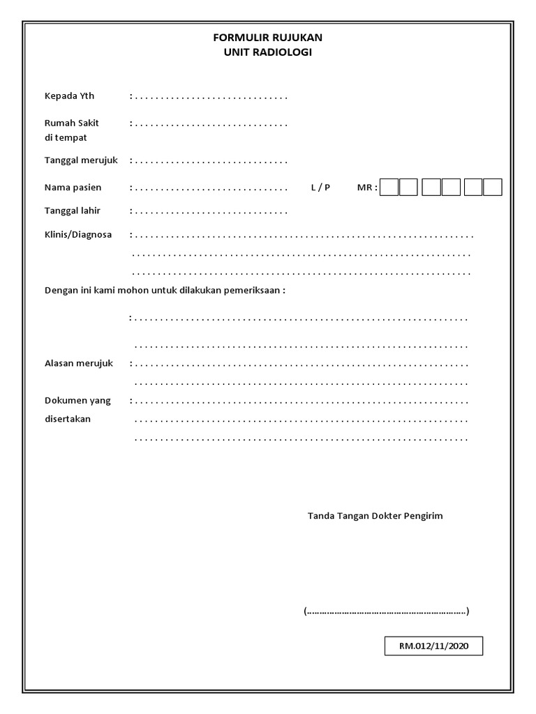 Surat Rujukan Radiologi Pasien | PDF | Hukum | Sains & Matematika