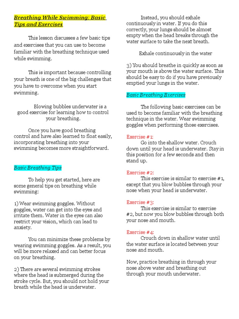 Advanced Swimming Pdf Breathing Swimming