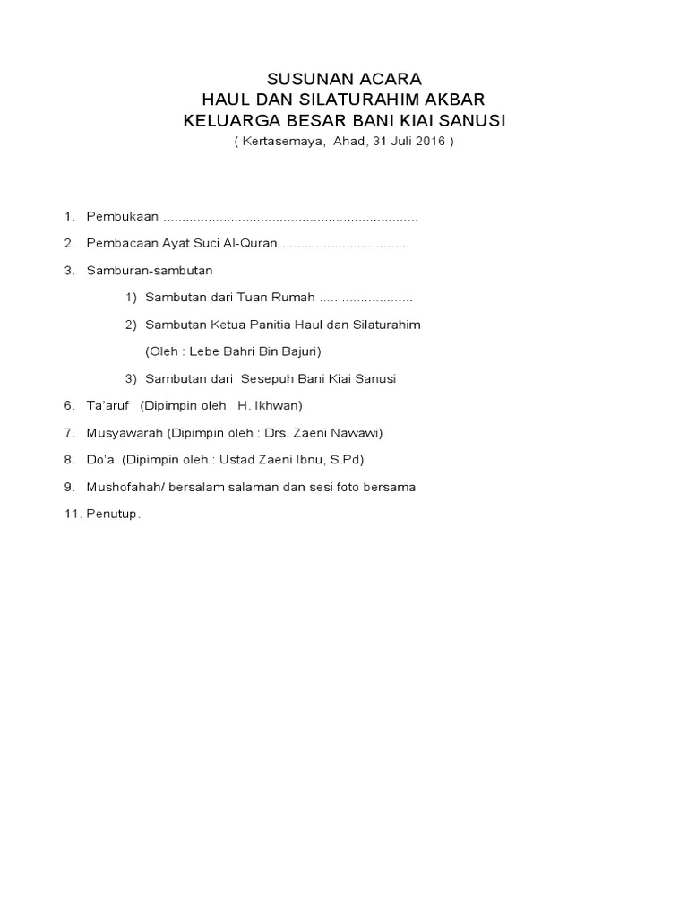 Susunan Acara Haul | PDF