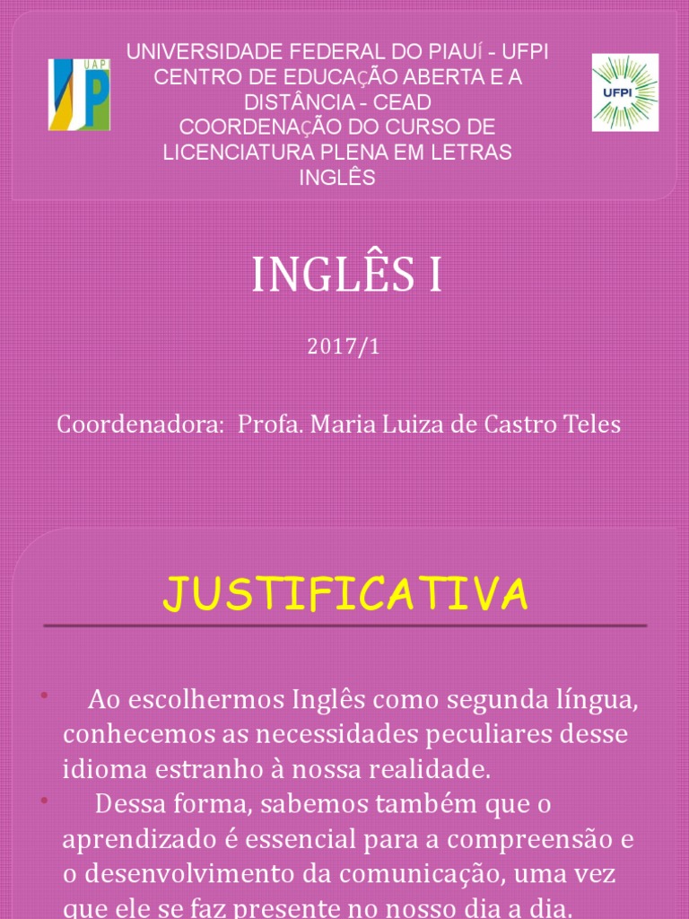 Curso de Inglês I - Conteúdos e Gramática | PDF | Assunto (gramática ...