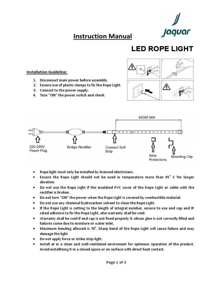 LED Rope Light Installation Guide | PDF | Electrical Connector | Adhesive
