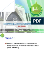 Kebijakan & Prosedur Sertifikasi Halal - 2018