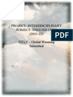 Project-Interdisciplinary Subject - English Core (2021-22) TITLE - Global Warming Submitted