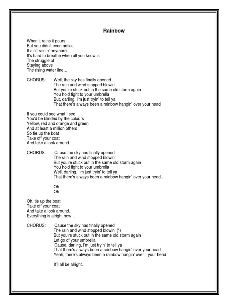 Rainbow Lyrics PDF