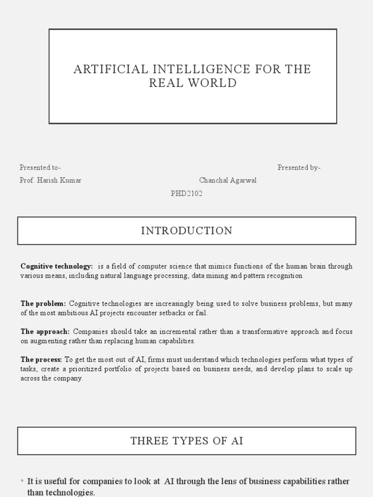 Chanchal Ppt1 Pdf Artificial Intelligence Intelligence Ai