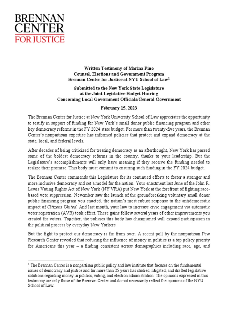 Support for NY Public Financing Reform | PDF | Campaign Finance | Elections
