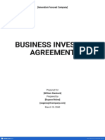 Free Simple Business Investor Agreement Template