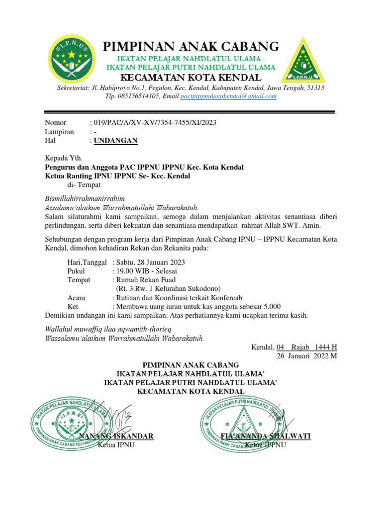 019 - Undangan Rutinan | PDF