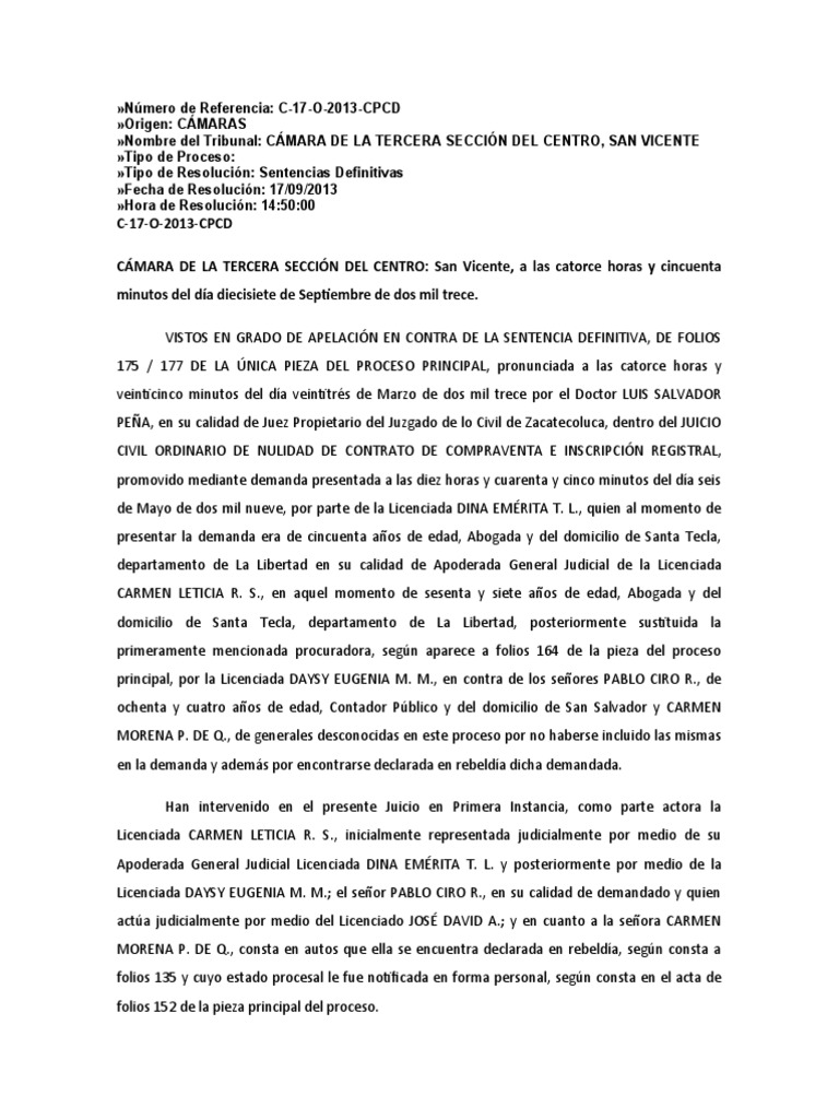 Inexistencia Del Acto Juridico PDF Sentencia (ley) Demanda judicial