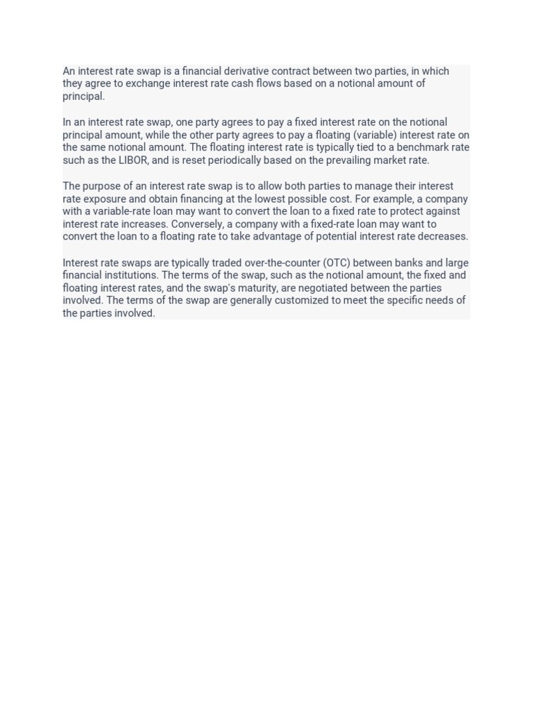 What Is A Interest Rate Swap | PDF