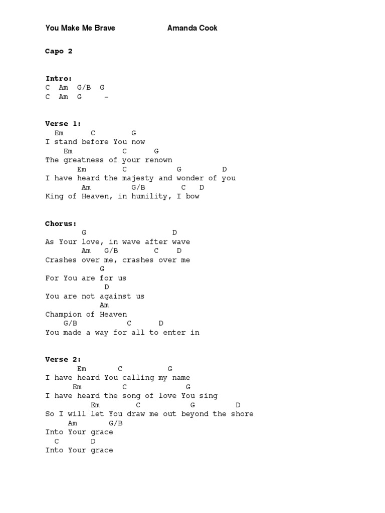 You Make Me Brave - Amanda Cook Lyrics | PDF