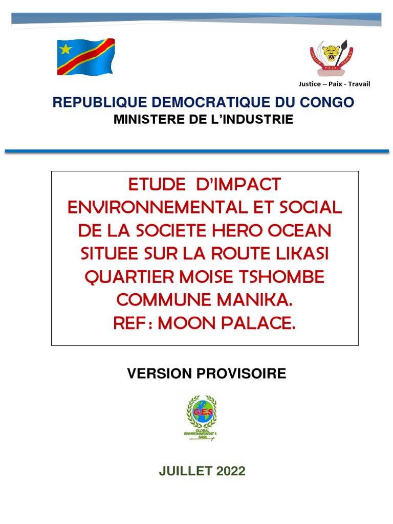 Étude d'impact environnemental à Kolwezi | PDF | Environnement naturel ...