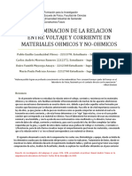 Determinacion de La Relacion Entre Voltaje y Corriente en Materiales Ohmicos y No-Ohmicos