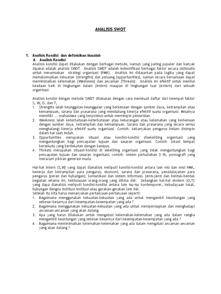 Analisis SWOT untuk Strategi Organisasi | PDF