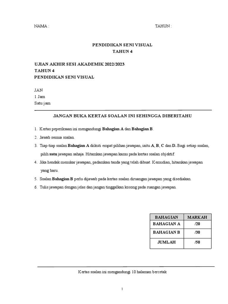 Ujian Akhir Sesi Akademik PSV Tahun 4 PDF