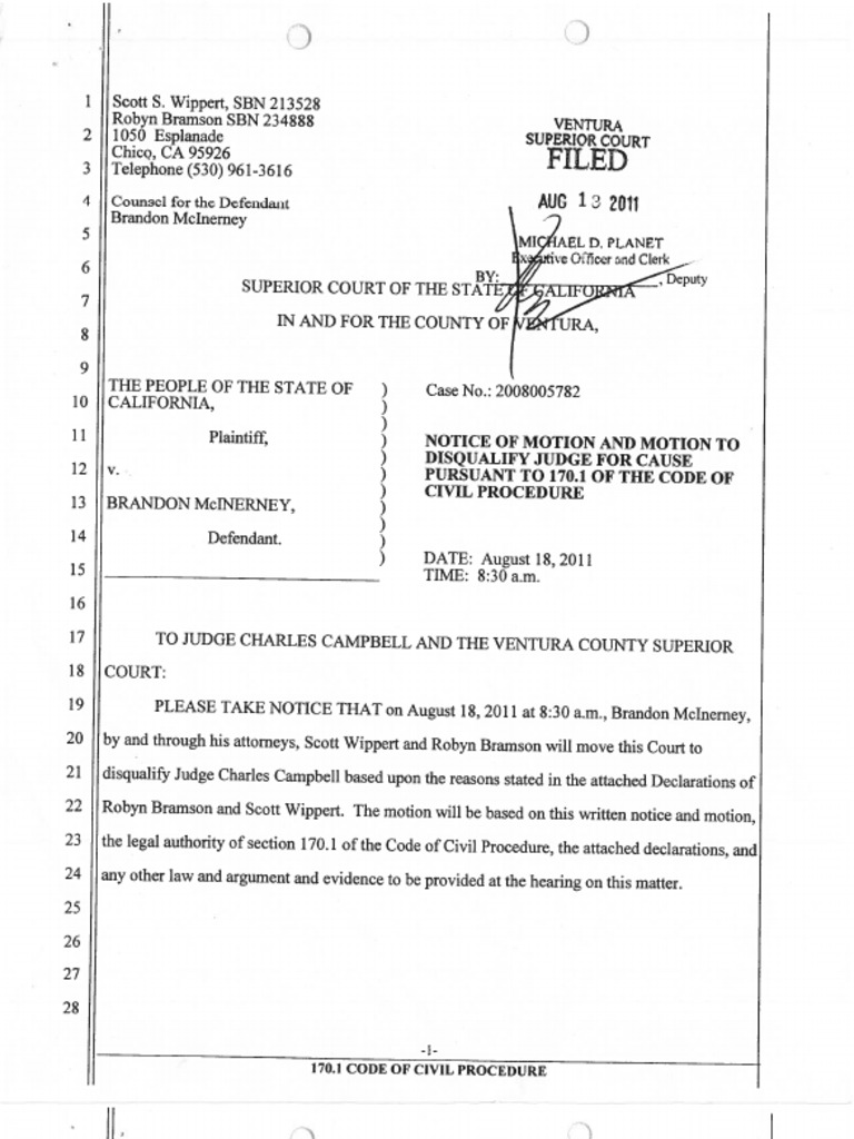 McInerney's Lawyers Move To Disqualify Judge Campbell | PDF | Foreign ...
