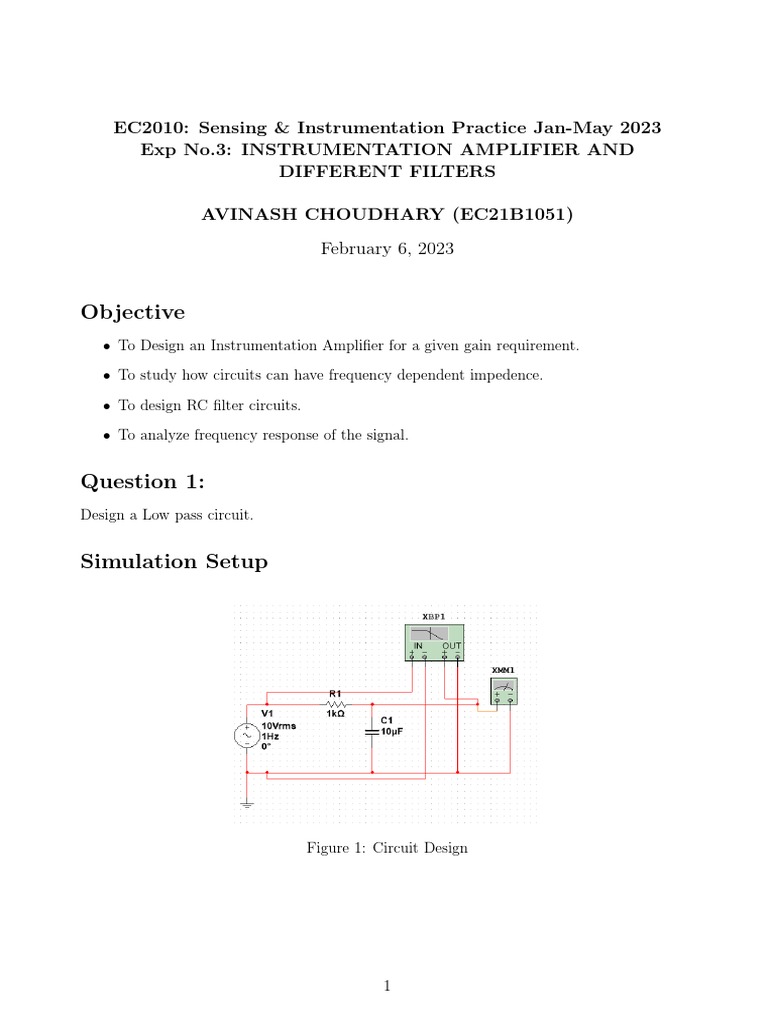 EC2010 Sensing & Instrumentation Practice JanMay 2023 Design Filters