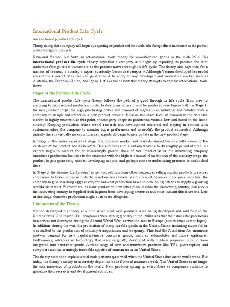 International product life cycle pdf exports market economics 