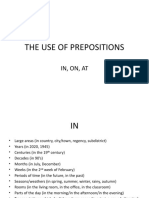 The Use of Prepositions in On at