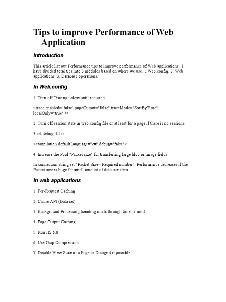 Web App Performance Optimization Tips | PDF | Class (Computer ...
