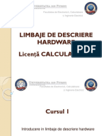 Curs - 1 - Introducere in Limbaje de Descriere Hardware