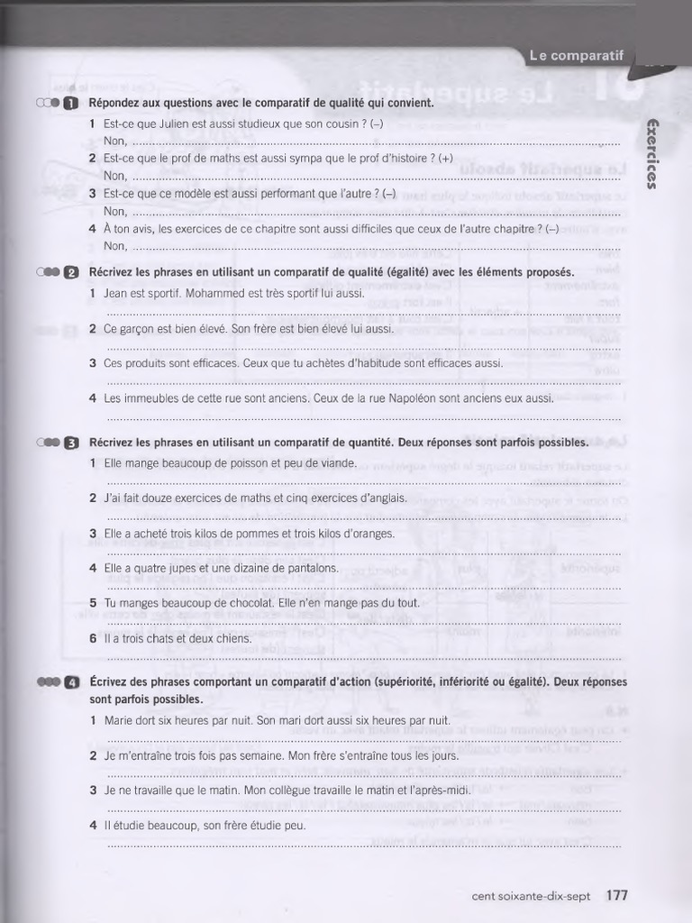 Exercices sur le comparatif en français | PDF | Méthodes et références ...