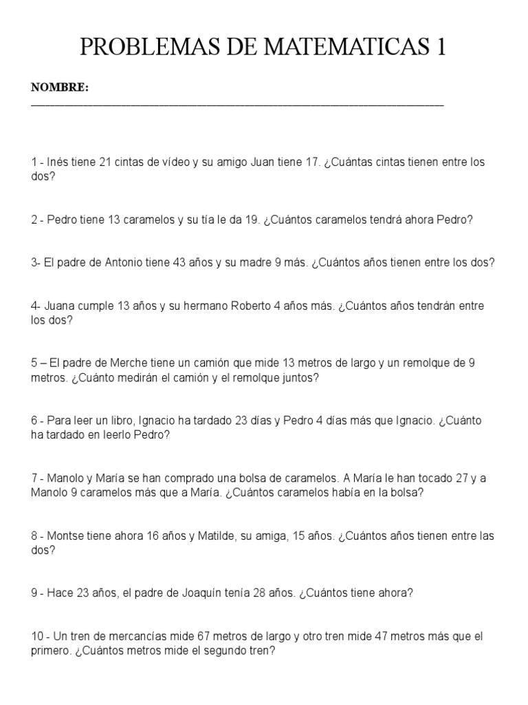 Problemas Matemáticos para Niños | PDF | Vino