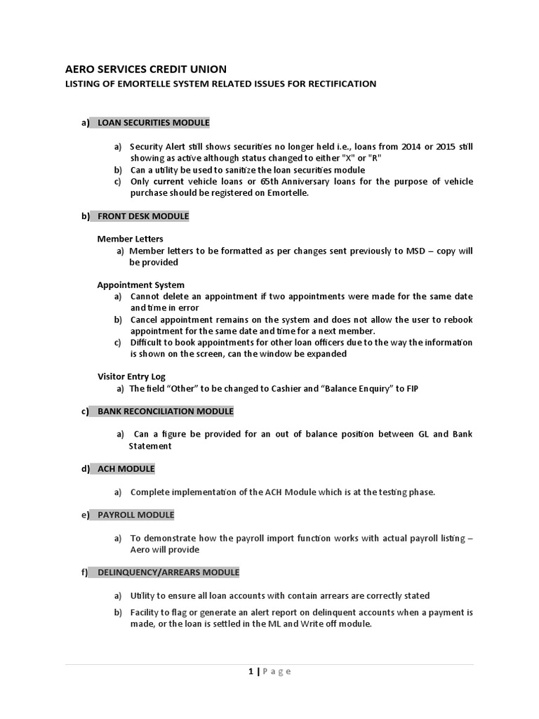 Emortelle System Issues for Rectification | PDF | Loans | Credit Card