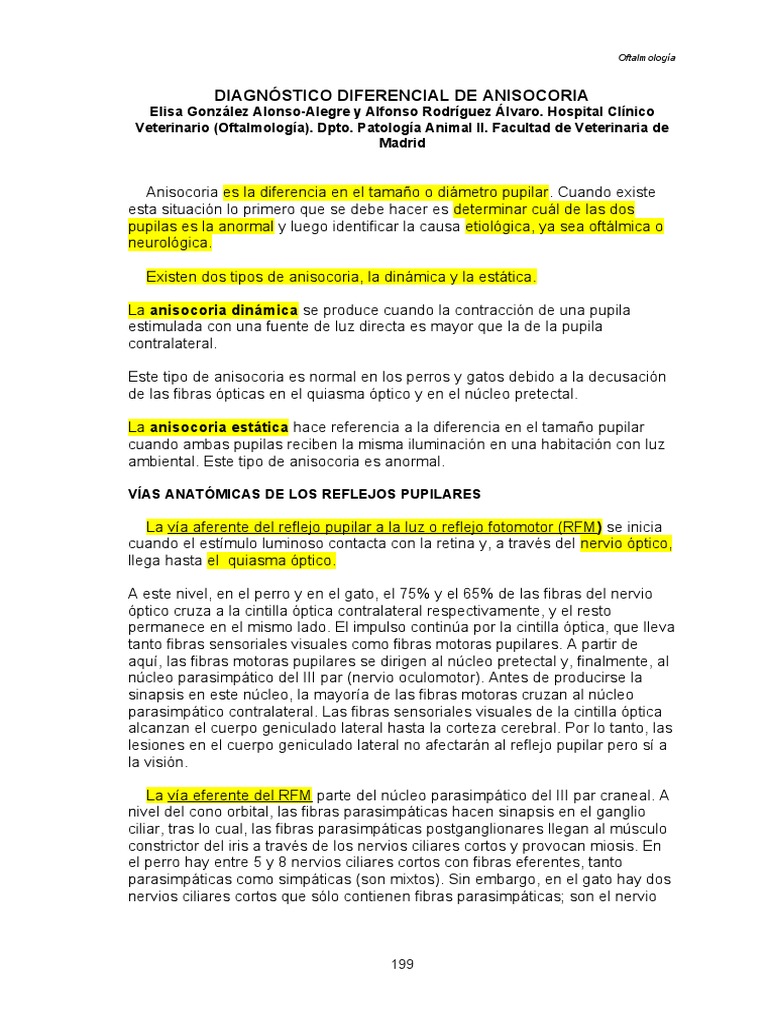 Diagnostico Diferencial de Anisocoria | PDF