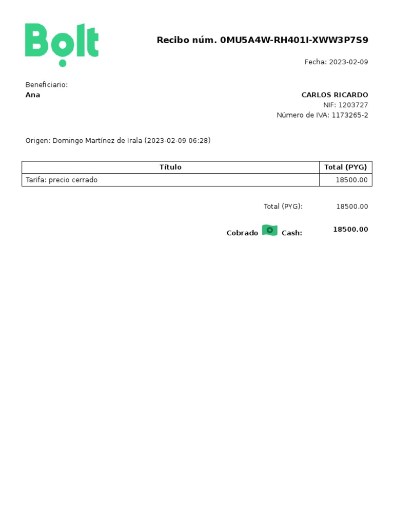 Recibo de Pago por 18500 PYG | PDF