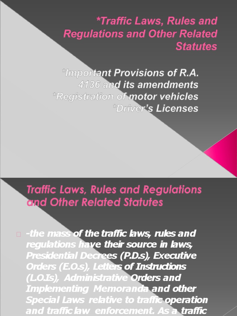 Overview of Philippine Traffic Laws | PDF | Driver's License | Semi ...