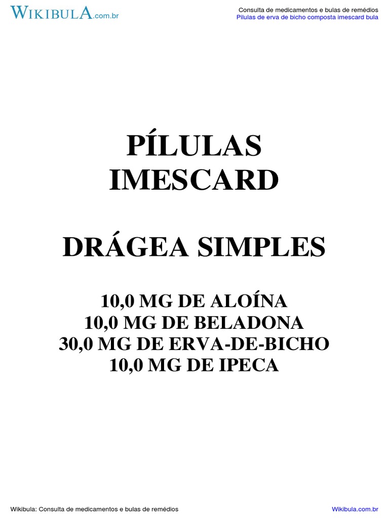 Bula Imercard | PDF | Gravidez | Glaucoma