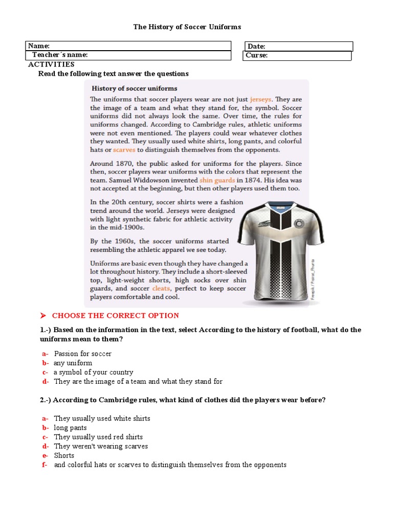 The History of Soccer Uniforms PDF