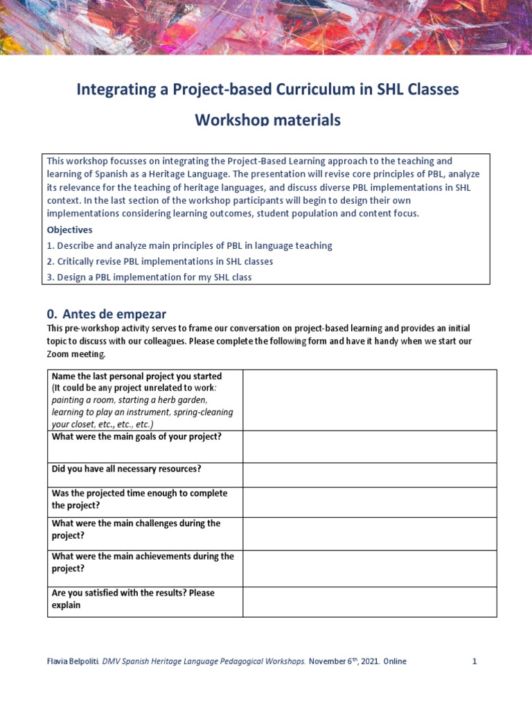 PBLL in SHL Classroom Handout | PDF | Project Based Learning ...