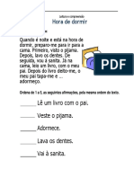 Hora de dormir - rotina noturna e compreensão de texto