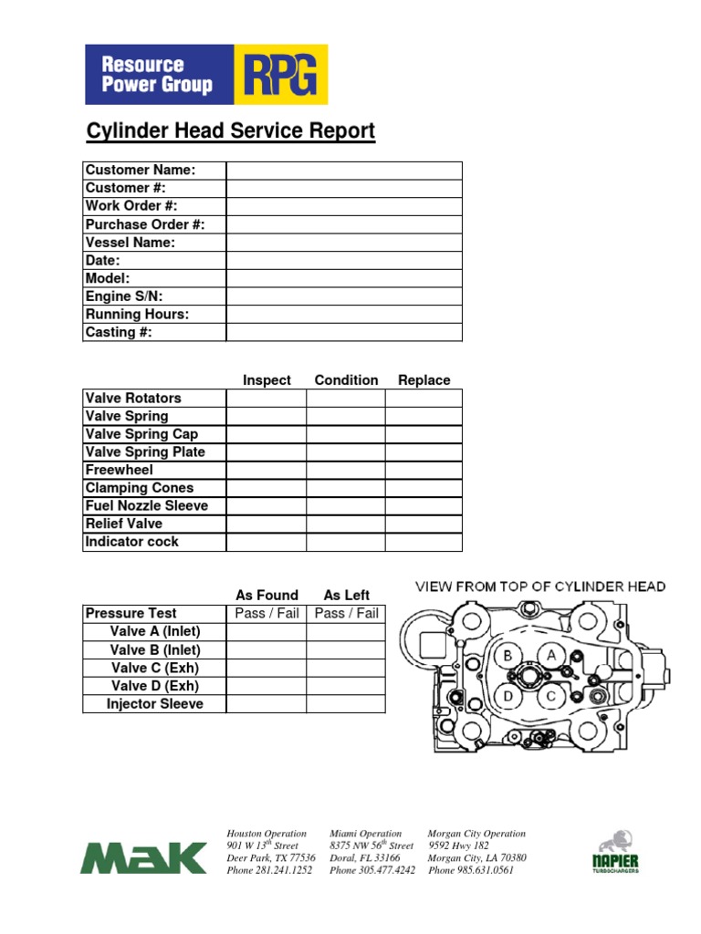 Cylinder Head Service Report PDF Valve Engines