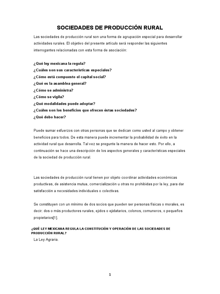 Características de las Sociedades Rurales | PDF | Sociedad | Economias