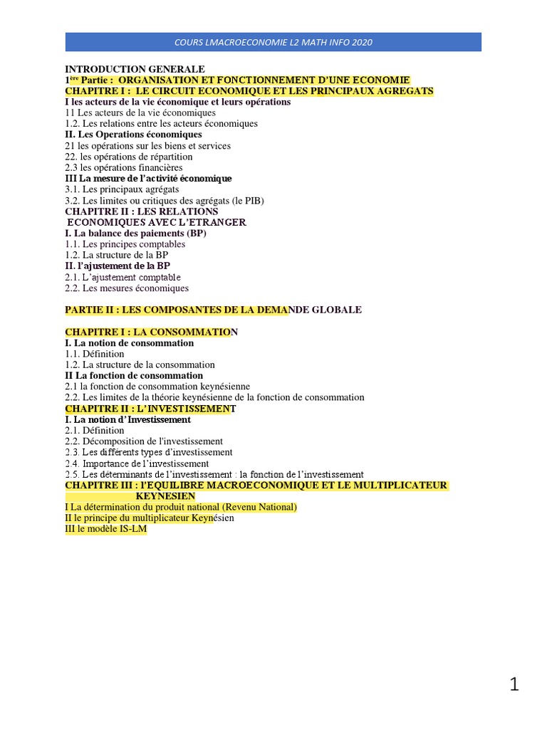 Concepts clés de la macroéconomie 2020 | PDF | Produit intérieur brut ...