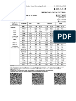 CBC-3D Hematology Control Reference Values