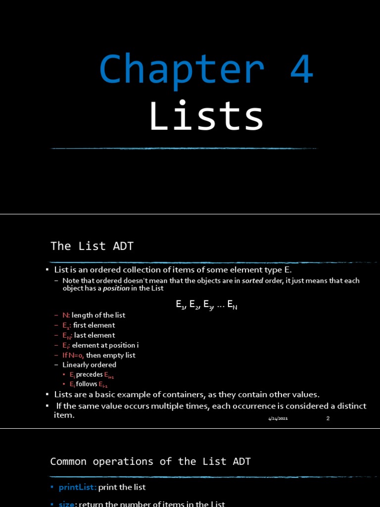 Chapter 4.1 - List | PDF | Pointer (Computer Programming) | Computer ...