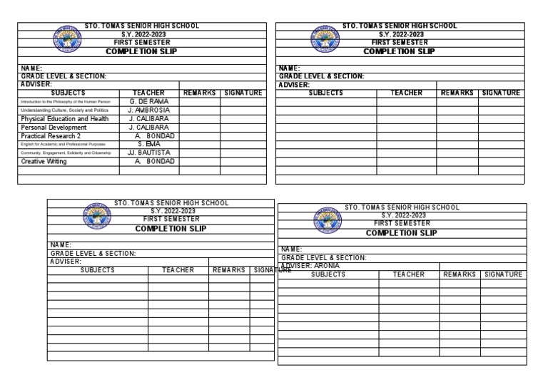 Completion Slip | PDF