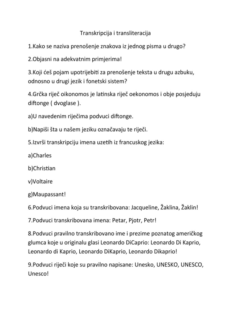 Transkripcija I Transliteracija, Pravopis | PDF