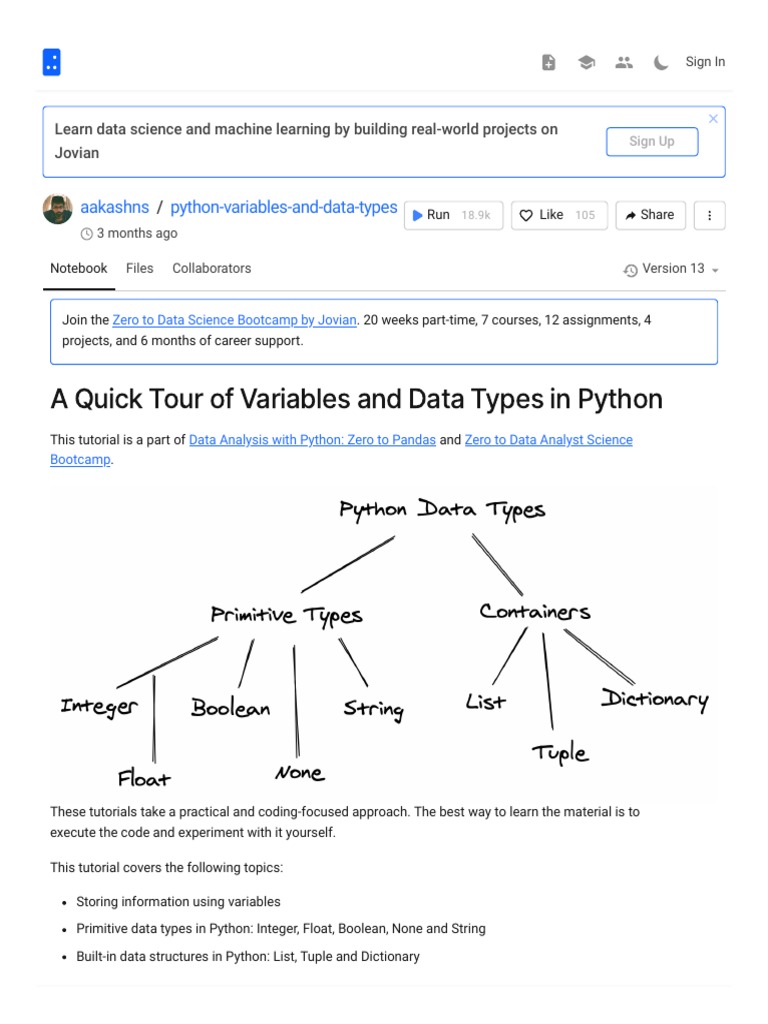 Aakashns - Python-Variables-And-Data-Types - Jovian | PDF | Boolean ...
