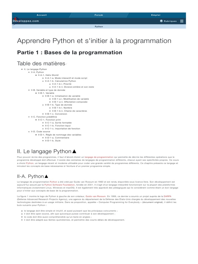 Apprendre Python Et S'initier À La Programmation | PDF | Python ...